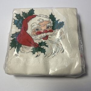 Vintage Christmas Santa Paper Napkins Facial Tissue 1960’s I Think?